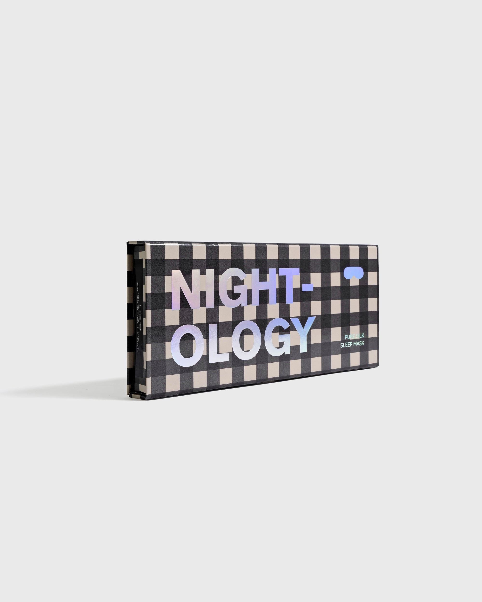 Beige Gingham Pure Silk Sleep Mask